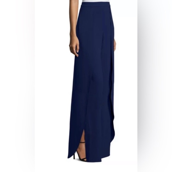 Alice + Olivia Larissa trousers navy high waisted medium flowy split leg tulip - Picture 5 of 15